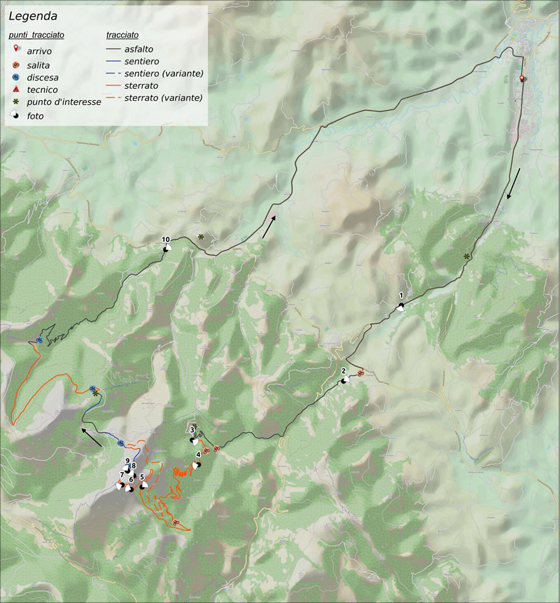 Il percorso bike sulla mappa